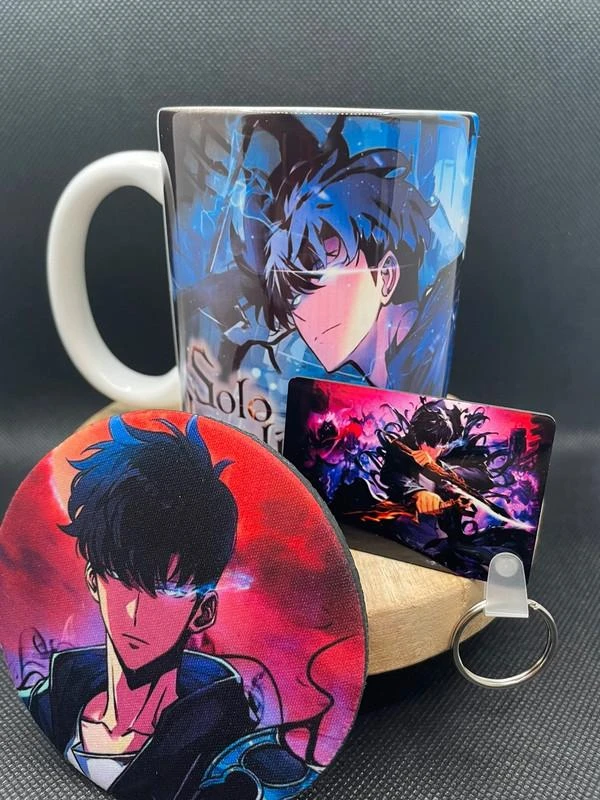 🎁 Coffret Mug – Mug + Porte-clés + Dessous de Tasse – Solo Leveling ⚔️👑